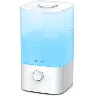 raydrop Humidifiers for Bedroom, 2.5L Top Fill Cool Mist Humidifiers for Home, Large Room, Baby, and Plant, Essential Oil Diffuser with Cycling 7 Color Lights, 360° Nozzle, Auto Shut-Off, White