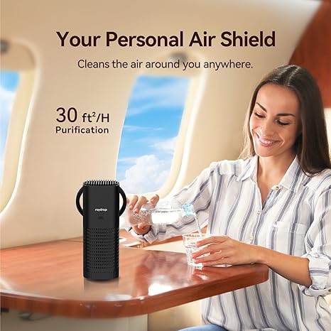 raydrop Portable Mini Air Purifier, Cordless Small HEPA Air Purifier, Personal Desk Air Purifier for Car Travel Bedroom Office Room Dorm, Rechargeable, Aromatherapy