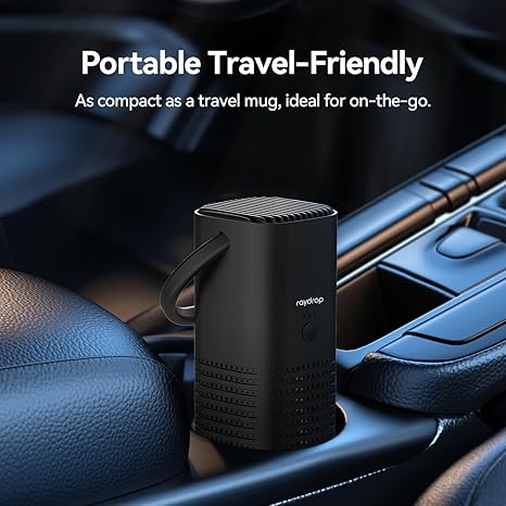 raydrop Portable Mini Air Purifier, Cordless Small HEPA Air Purifier, Personal Desk Air Purifier for Car Travel Bedroom Office Room Dorm, Rechargeable, Aromatherapy