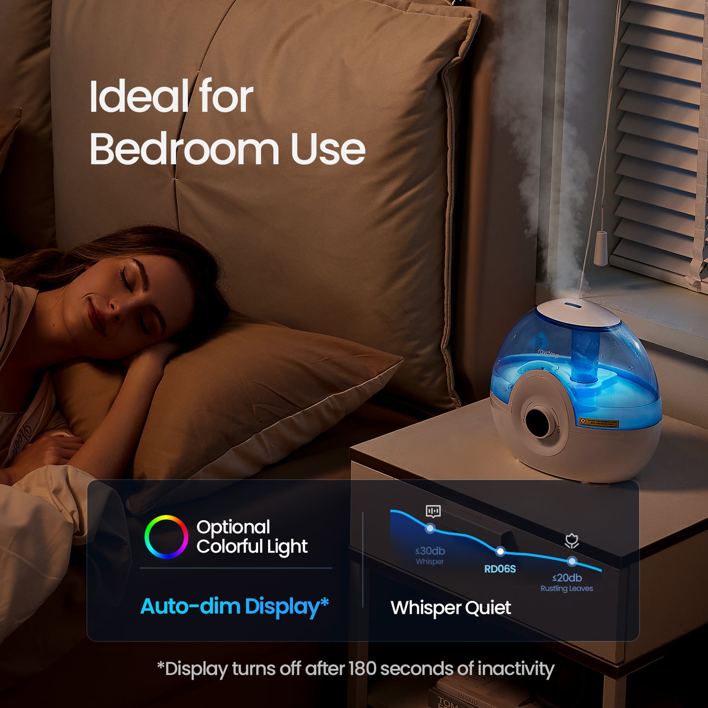raydrop Humidifiers for Bedroom, Cool Mist Humidifiers for Baby Nursery and Plants, 2.2L Water Tank Quiet Ultrasonic Humidifier with Digital Display