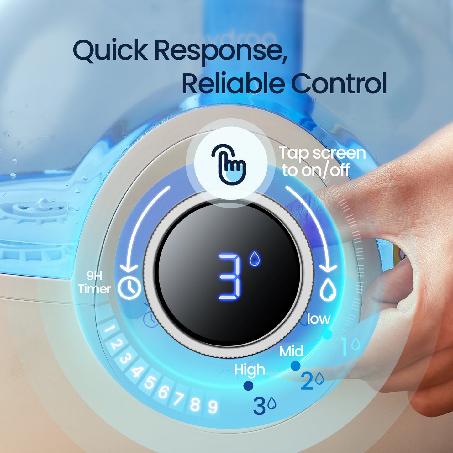 raydrop Humidifiers for Bedroom, Cool Mist Humidifiers for Baby Nursery and Plants, 2.2L Water Tank Quiet Ultrasonic Humidifier with Digital Display