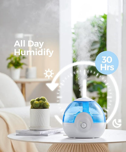 raydrop Cool Mist 2.2L Humidifiers for Bedroom, 28dB Whisper-Quiet Ultrasonic Humidifier, Easy to Clean Home Humidifier, Auto Shut-Off, 30H Work Time, Night Light (Blue)